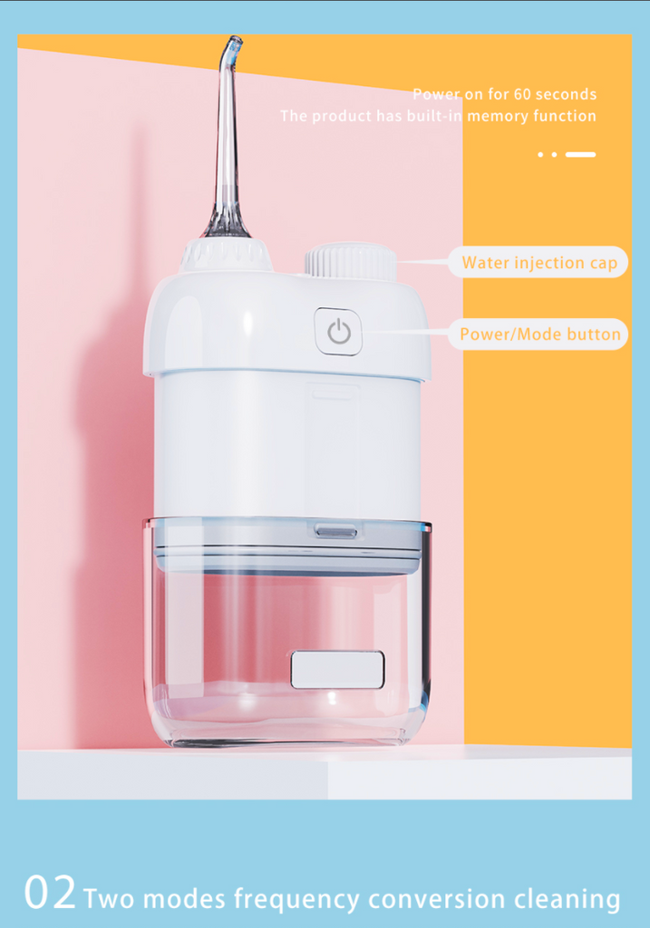 Portable Mini Water Flosser for Teeth, Gums, Braces Care and Travel with 2 Flossing Tips, Rechargeable and IPX7 Waterproof, Water Teeth Cleaner Picks, White