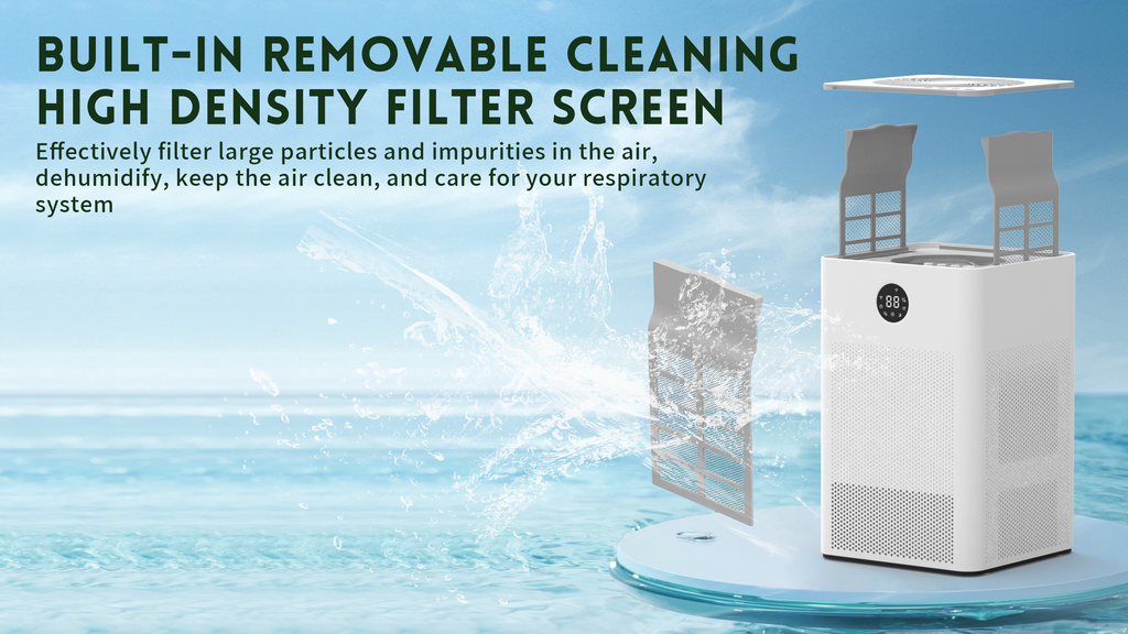 HD022 Rotary Dehumidifier for Bedroom with Drain Hose Ultra Quiet Small Portable Dehumidifiers for Basement Home Bathroom RV Dehumidifiers with Washable Filter Humidity Display Timer Mode