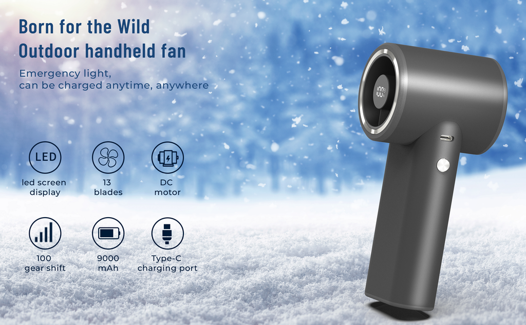 DINZAN Mini Handheld Fan 9000mAh USB Rechargeable, 100-Speed Wind Portable Personal Fan with 6H Runtime, Handheld Fans for Women Compact for Travel Outdoor Activity Sports Office Working