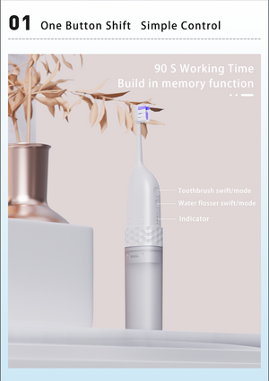 2-1 Oral Clean Kit- Water Dental flosser & Electric Toothbrush Combo- Brushing & Flossing- for Teeth Cleaning and Gum Health (white)