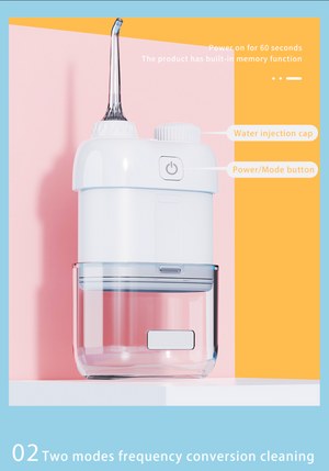 Portable Mini Water Flosser for Teeth, Gums, Braces Care and Travel with 2 Flossing Tips, Rechargeable and IPX7 Waterproof, Water Teeth Cleaner Picks, White