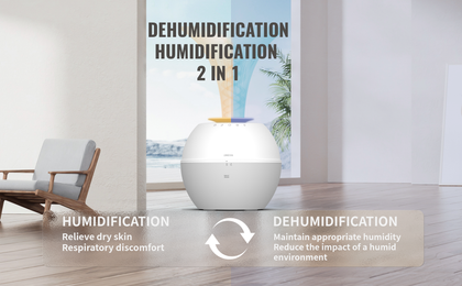 2 In 1 Humidifier Dehumidifier Combo Small Dehumidifer for Bedroom With Drain Hose Humidifer Home Air Purifier RV Bathroom Auto Adjustment Timer Setting 3L Large Water Tank 7 Color LED Lights